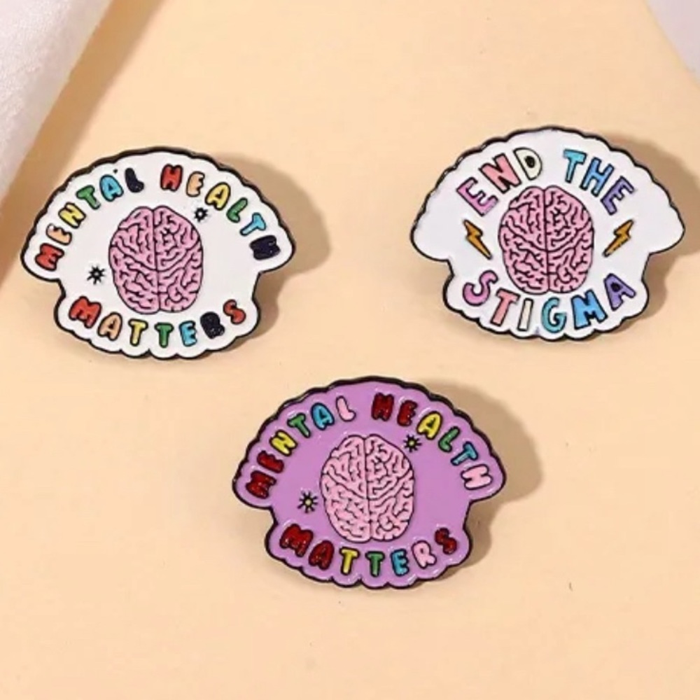 NEW! Mental Health Awareness Stigma Brooch Brooches Pin Set of Three 3